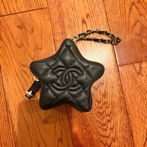 CHANEL Black Quilted Star Bag Charm